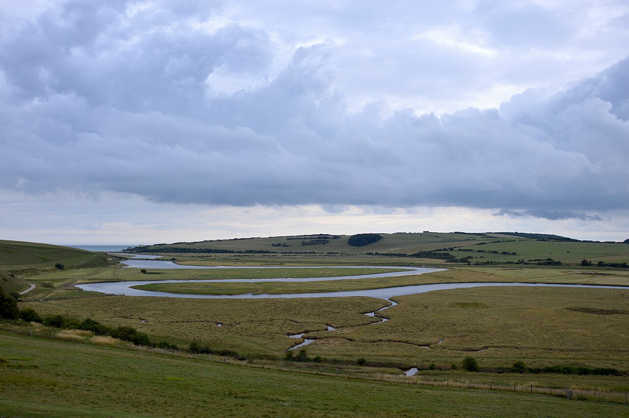 Meandering water channels in the Cuckmere Valley near Exceat