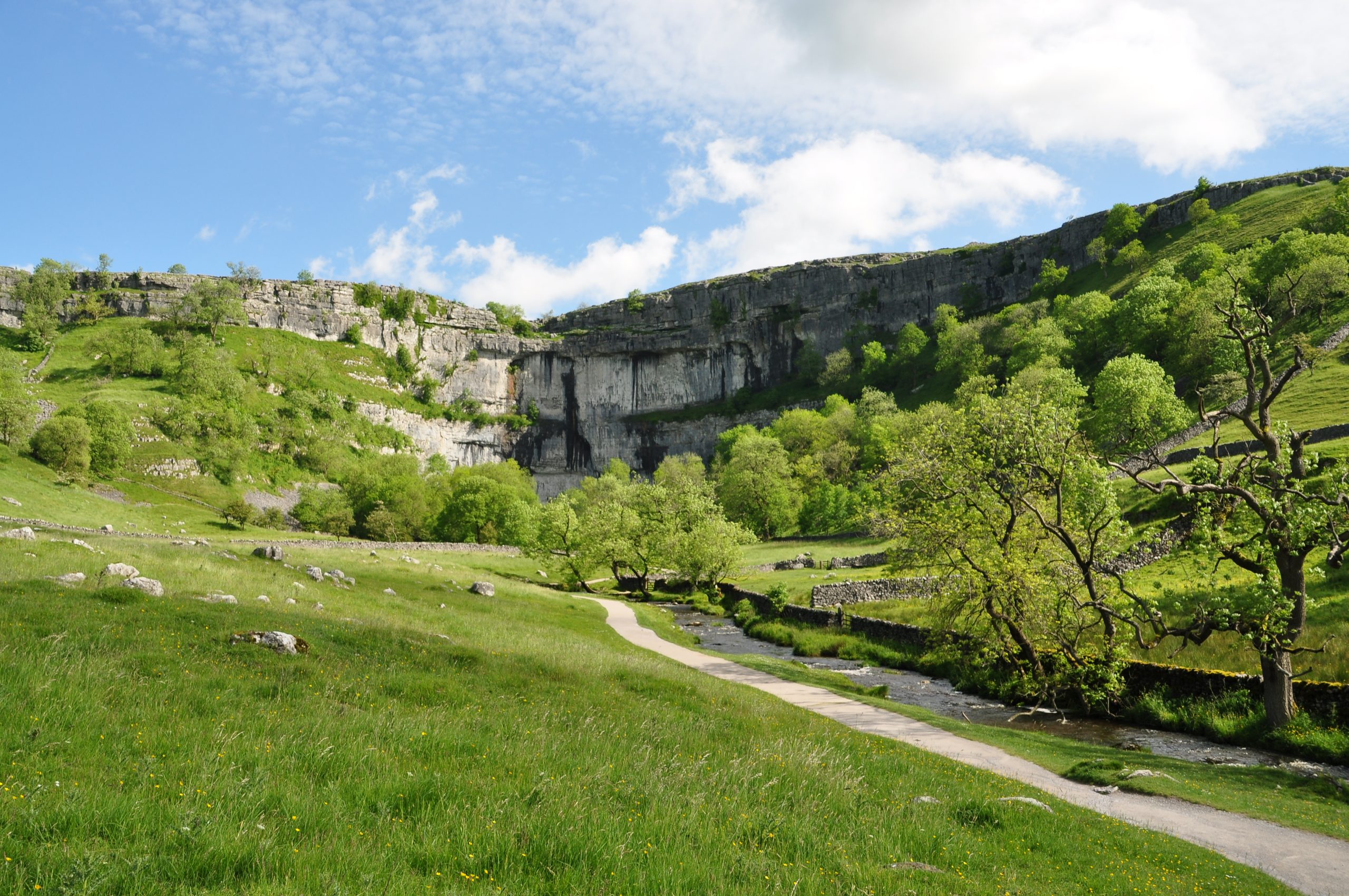 Limestone cliff of Malham Cove in the Yorkshire Dales