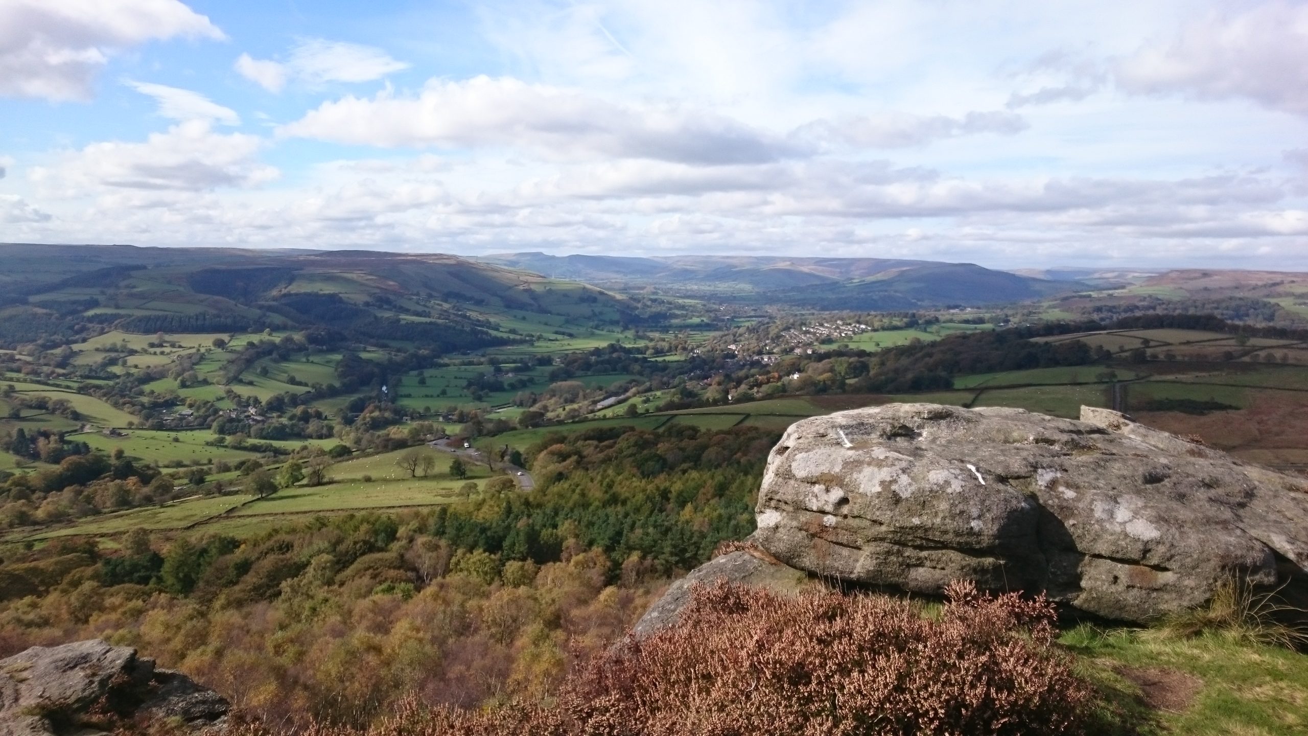 Panoramic countryside view from Surprise View in the Peak District